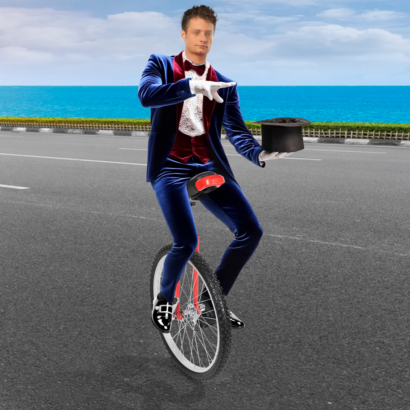 24in Outdoor Wheel Unicycle, Height Adjustable Unicycle, One Wheel